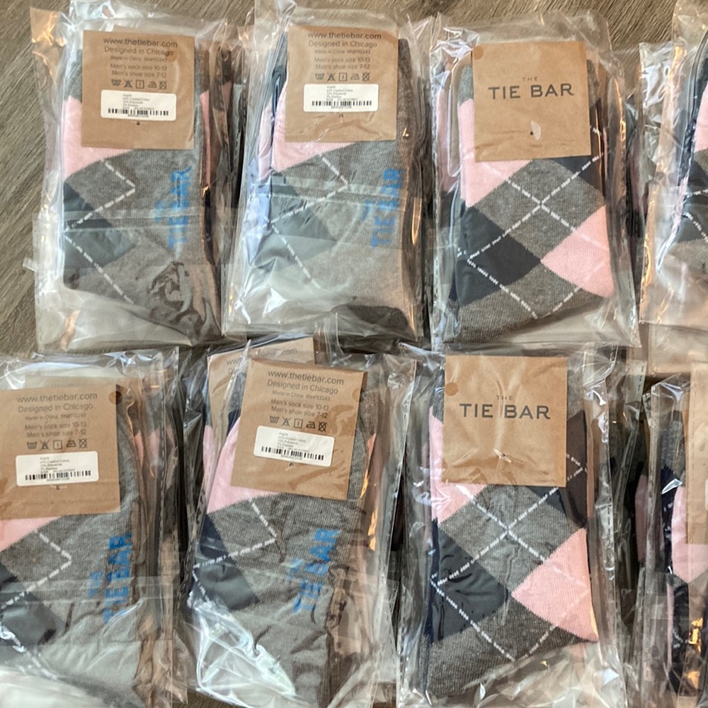 The tie bar brand socks for men pink gray dark blue